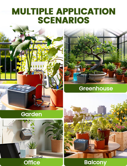 Automatic Watering System for Potted Plants, Drip Irrigation Kit System, Plant Self Watering Devices for Office Patio Greenhouse GrowTent, with Programmable Water Timer（Black