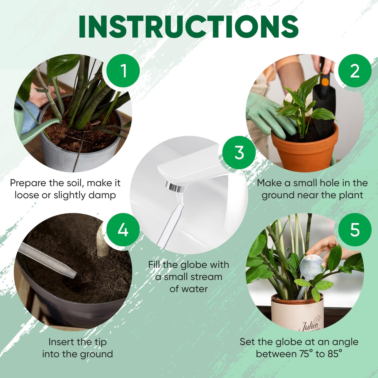 Mission Gallery Clear Plant Watering Globes Set of 6 - Small Self Watering Globes for Indoor & Outdoor Plants - Automatic, Glass Watering Bulbs for Daily Use, Plant Watering Devices