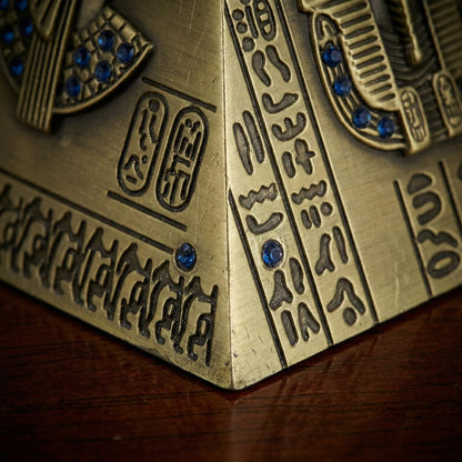DECHOUS Egyptian Decor Pyramid Statue - Small Metal Ancient Egypt Meditation Pyramid Ornament Gifts for Souvenirs Home Office Building Model, 8.7 Inch