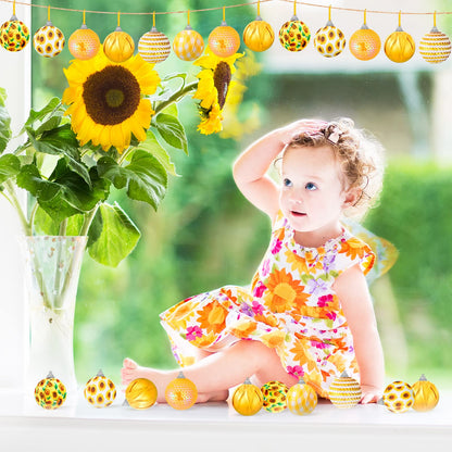 Yuxung 12 Pcs Summer Sunflower Ball Tree Ornaments Sunflower Ball Hanging Ornaments Yellow Honeycomb Balls Tree Decoration for Summer Holiday Theme Birthday Party Favor Supplies