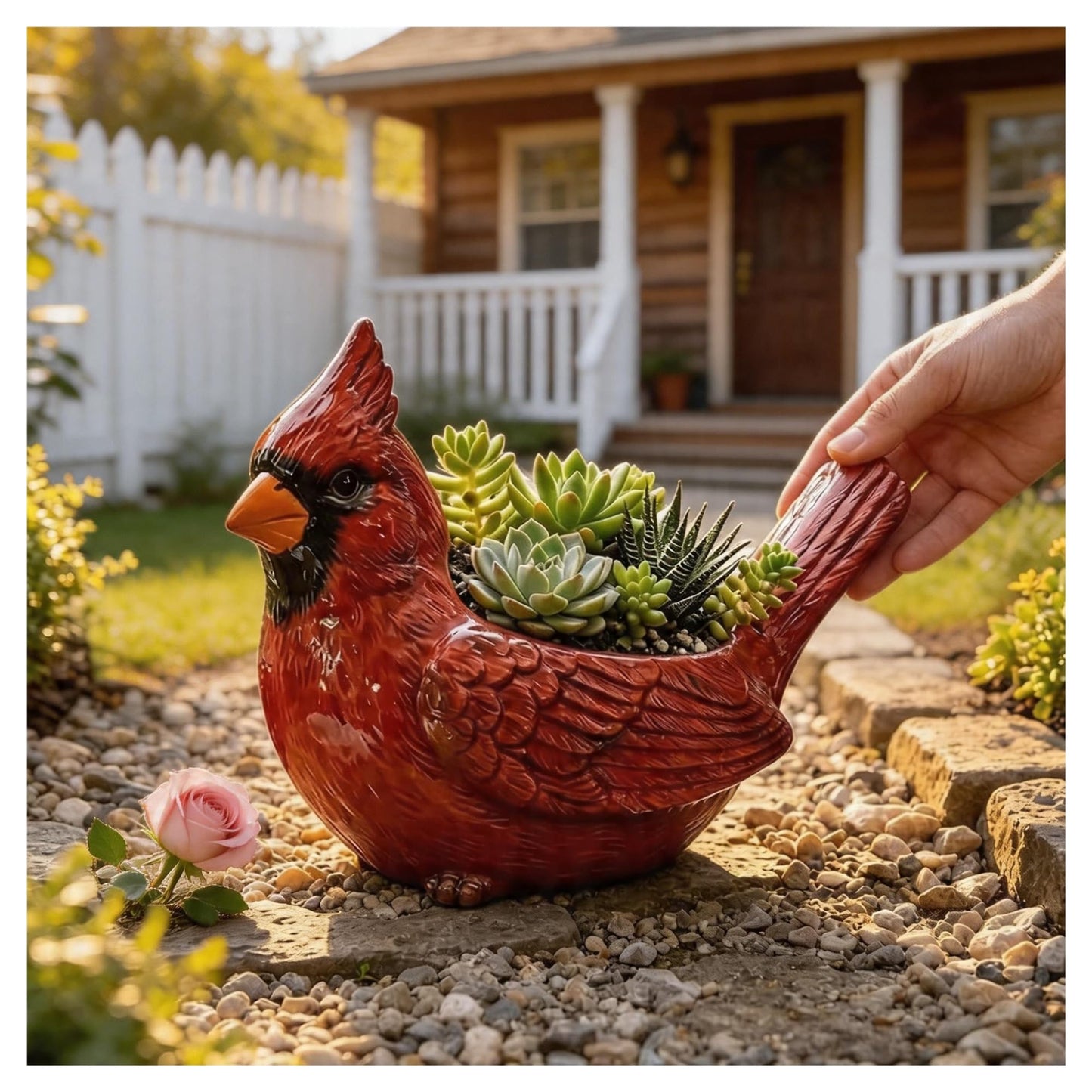 Cardinal Bird Succulent Planter, Red Bird Flower Pot with Drainage Hole, Cute Animal Flower Pots, Nature-Inspired Gardening Décor for Home, for Outdoor Plants(Hummingbird)