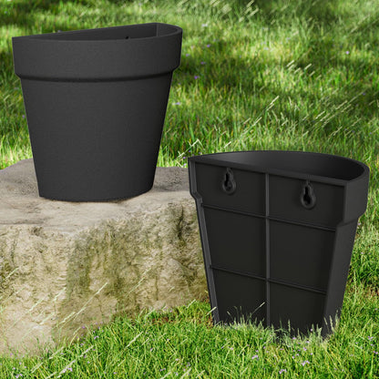 Asnext 2 Pack Plastic Wall Planter for Indoor Plants, 7.5 Inch Hanging Wall Planter Pots, Wall Mounted Succulent Planters (Black)