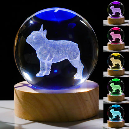 3D Crystals Ball 60mm - Bulldog Figurines Decor Glass Animals Figurine Gifts for Women, Room, Birthday, Lovers, Keepsake Paperweight