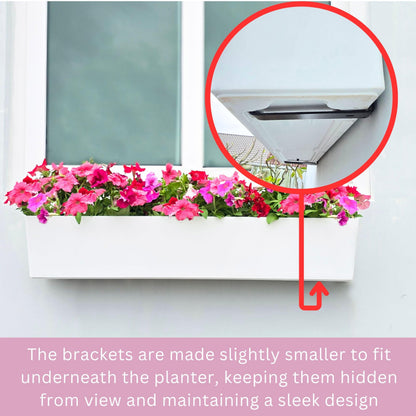 LaLaGreen Planter Boxes Outdoor (40 Inch, 1 Pack) Rectangular Self Watering System Window Flower Boxes with Bracket, Large White Planters Vertical Plant Container Hanging Wall Mount Indoor Succulents