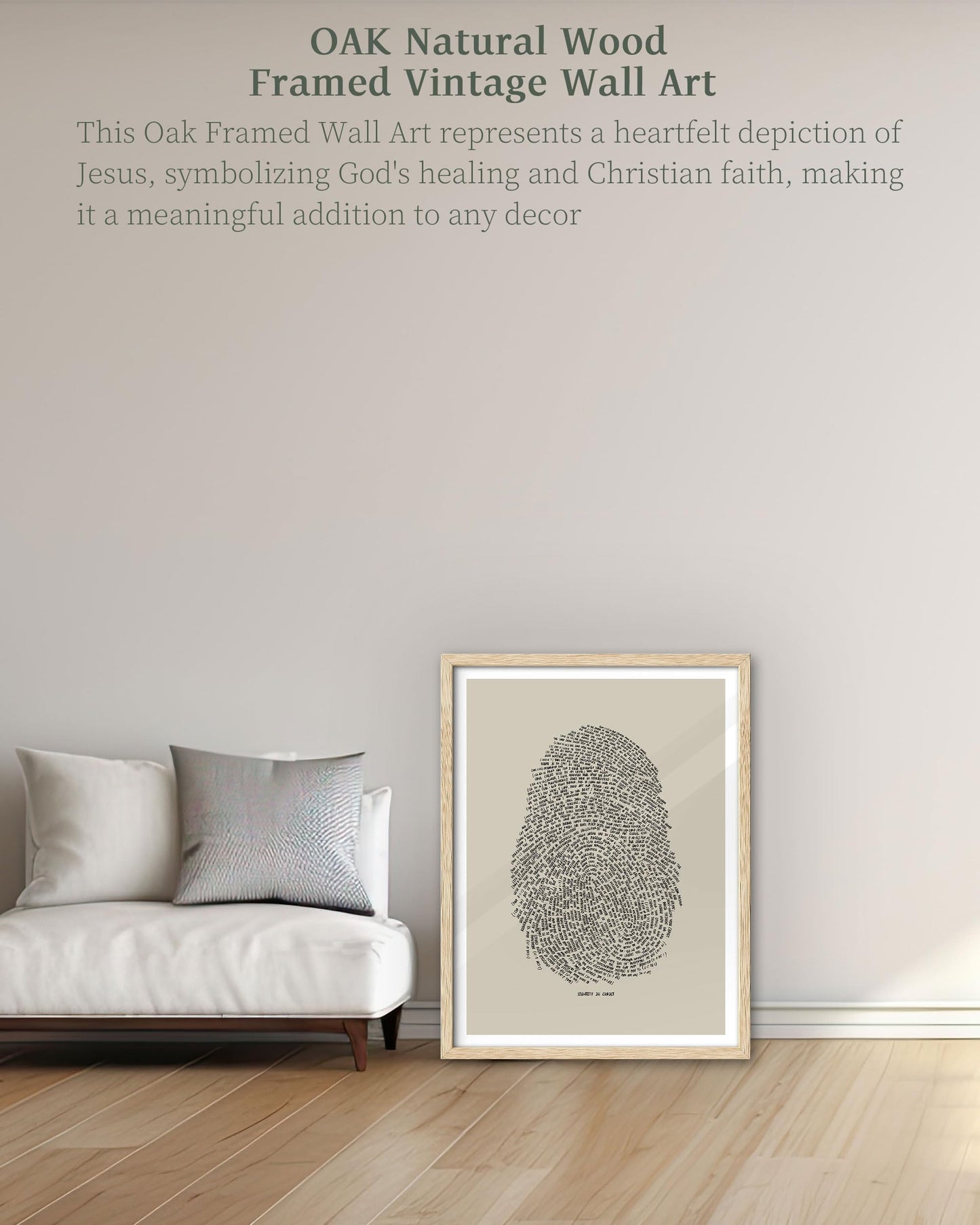 iHery Natural OAK Wood Jesus and Peter Walk on Water Framed Wall Art, 12x16 in Modern Sketch Bible Verses Canvas Art Decor, Beige Logs Boho Scripture 1Pack for Living Room Bedroom