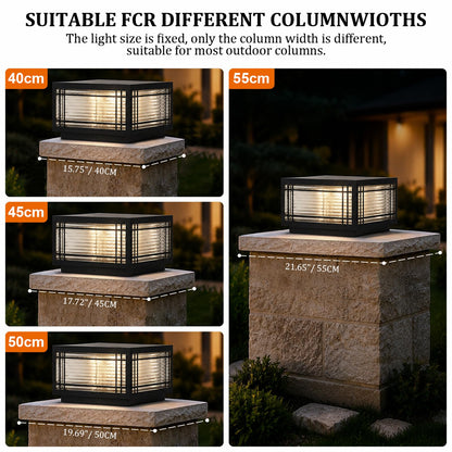 SLAWA Outdoor Post Caps Lights Modern Square Fence Pillar Lamps Waterproof Lawn Column Cap Lamp Courtyard Stainless Steel Housing Light Deck Post Light Fixture with Pier Mount Yard Pedestal Light