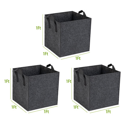 FVOTNW 3-Pack 1 Grids Fabric 7 Gallon Grow Bags, 1x1x1ft Thickened 400G Nonwoven Fabric Raised Garden Beds with Handles - Indoor Outdoor Planters for Vegetables, Herbs, Flowers