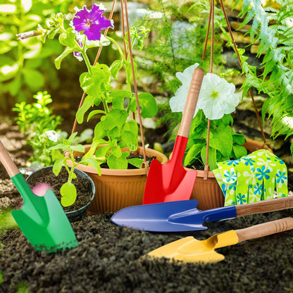 Gisafai 24 Pcs Toy Shovels for Kids Gardening Tools Kids Shovel Mini Metal Garden Shovel Sand Shovels with Sturdy Wooden Handle for Summer Beach Toddler Soil Planting Digging Tools, 4 Colors