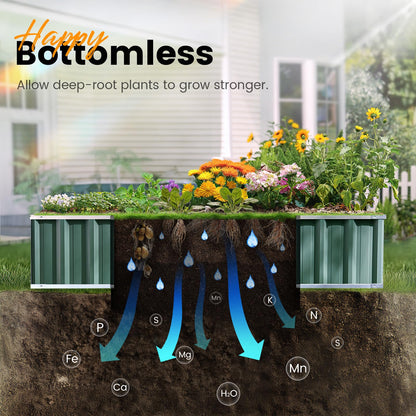 KING BIRD Raised Garden Bed 68"x 36"x 12" Galvanized Steel Metal Outdoor Garden Planter Box Kit with 2 Pairs of Gloves (Green)