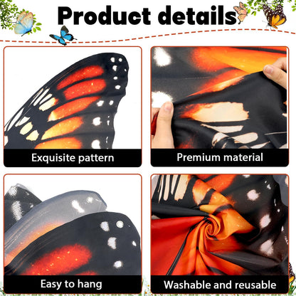 Butterfly Wings Backdrop Decoration Spring Monarch Butterfly Decor Photograph Background VBS Large Butterflies Party Hanging Banner Birthday Supplies for Women Girl Halloween Booth Photo Props Wall