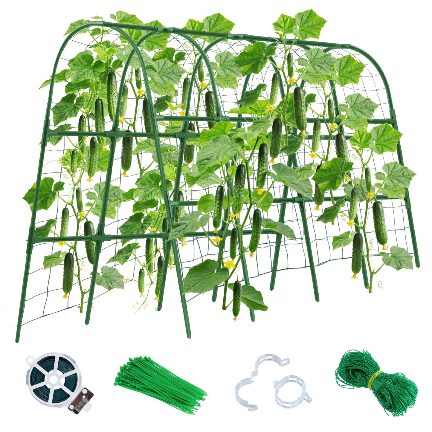 Cucumber Trellis for Raised Bed, 48x65 Inch U-Shape Garden Trellis for Outdoor Climbing Plants, Rust-Resistant Arch Plant Support Vegetable Trellis for Cucumber Tomato Pea Zucchini, Squash