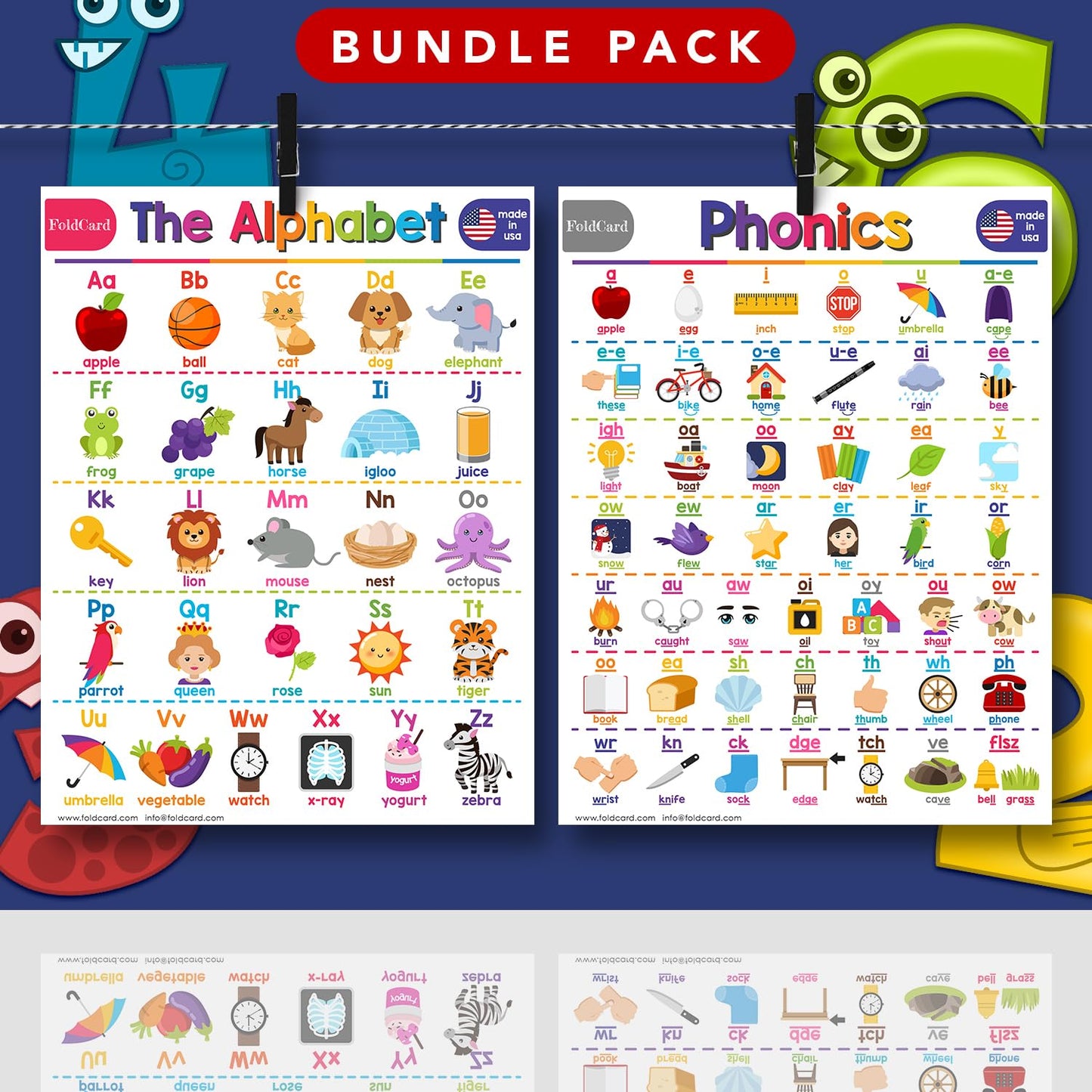 Advanced Bundle – 6 Educational Posters – Classroom and Homeschool Learning Chart Decorations and School Supplies Materials, Preschool to Grade 3 | Printed on Durable, Glossy Cardstock | 8.5" x 11"