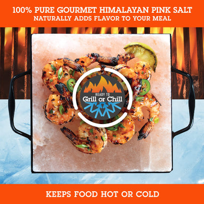 Camerons Himalayan Pink Salt Block for Grilling (8"x8") - Barbecue Grill Slab Maintains Even Temperature Hot or Cold - Naturally Adds Salty Flavor to Cooking - Barbecue Grilling Fathers Day Gift