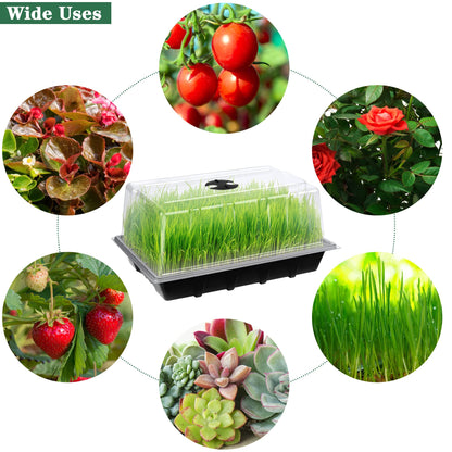 Hahood 6 Packs Seed Starter Tray Kits with Humidity Dome, Plastic Germination Growing Trays with Plants Labels, Planting Tools for Seeds Growing Starting, Germination and Seedling Propagation