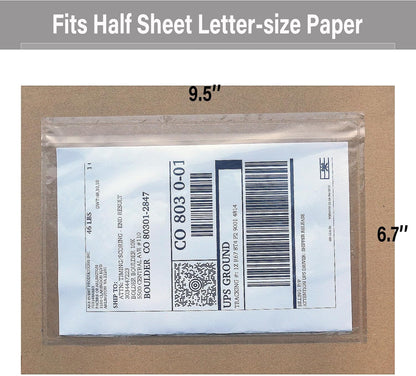 (240 Pack) BEUYI Clear 9.5'' x 6.7'' Packing List Envelopes, Adhesive Shipping Label Pouches/Sleeves, Easily Fits Half of Letter-Size Paper