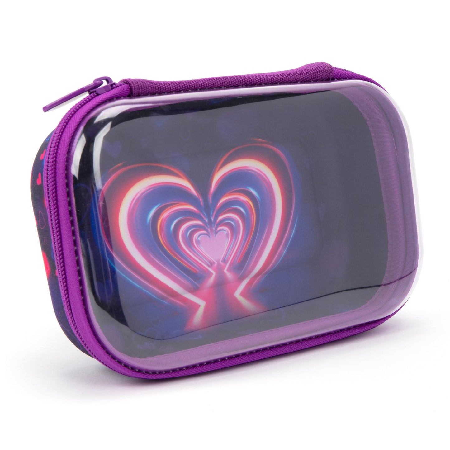 ZIPIT Clear Top Pencil Case for Kids, Durable Pencil Box for School, Large Capacity Stationery Organizer Box, Heart
