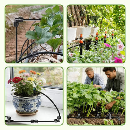 47 Pack Quick Connect 1/4" Drip Irrigation Fittings Kit, 1/4'' Drip Irrigation Tubing Push-to-Fit Connectors Parts- 5 Shut Off Valve, 10 Tees, 10 Couplings, 10 Elbows,10 End Plugs, 2 Faucet Adapters