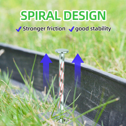 EISENSP 200 Pack Landscape Stakes with Gasket Caps - 6.3 Inch Heavy-Duty Galvanized Steel Garden Spikes are Used to Fixing Weed Barrier, Artificial Lawn, Patio Rug, Etc