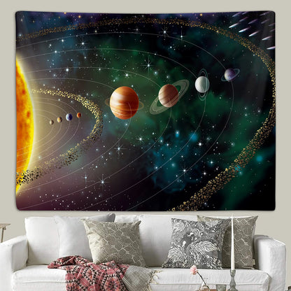 Outer Space Planet Tapestry, Universe Galaxy Solar System Earth Art Tapestries Wall Hanging for Men Kids Bedroom College Dorm Living Room Office Science Decor 80X60", Cool Hippie Poster Blanket