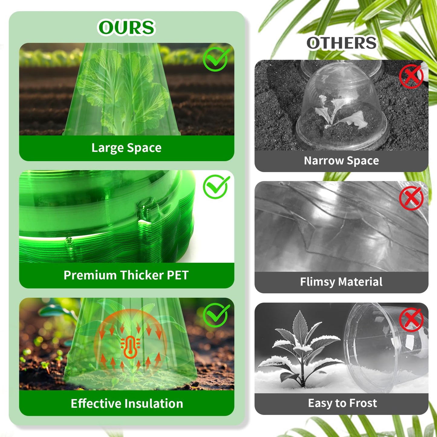Webuys Garden Cloches for Plants, 20 Pack Garden Cloche with Rotary Vent, Reusable Bell Plant Covers, Plant Cloche Protectors from Animals Snails Birds Chickens, 7.9" H X 6.7" D (Green)