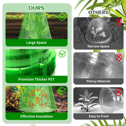 Webuys Garden Cloches for Plants, 30 Pack Garden Cloche with Rotary Vent, Reusable Bell Plant Covers, Plant Cloche Protectors from Animals Snails Birds Chickens, 7.9" H X 6.7" D (Green)