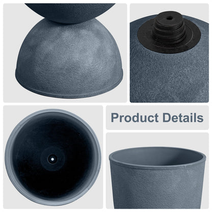 Casaphoria 2-Pack 18" Tall Planters for Outdoor Plants, 13" Large Plastic Flower Pots with Drainage, Lightweight Antique Shape Planters for Front Porch, Patio, Deck (Grey)