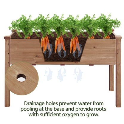 Yaheetech 1pc Raised Garden Bed 48x24x30in Elevated Wooden Horticulture Planter Box with Legs Standing Growing Bed for Gardening/Backyard/Patio/Balcony, Dark Brown
