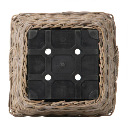 Kouboo Rectangular Rattan Planter Basket 1.25 Gallon Capacity Plastic Pot Liner with Drain Holes Included No Saucer Indoor and Outdoor Use