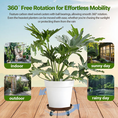 Plant Stand Rolling Plant Caddy With Wheels, 20 inch Plant Saucer With 360° Lockable Wheels, 550 LB Capacity Metal Rolling Plant Cart for Heavy Duty Planter, Rustproof Plant Dolly for Outdoor/Indoor