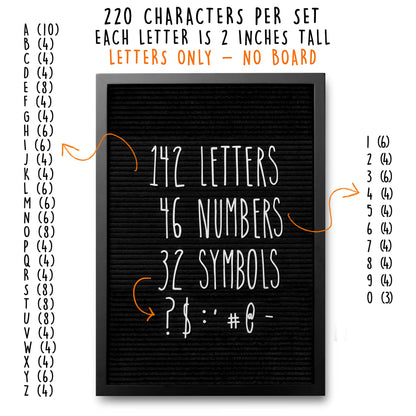 Skinny Felt Board Letters Only Set NO BOARD INCLUDED, Rae Inspired Font Farmhouse Decor Accessory, 2 Inch White Plastic Letters Numbers Symbols For Changeable Felt Letter Board Message Bulletin