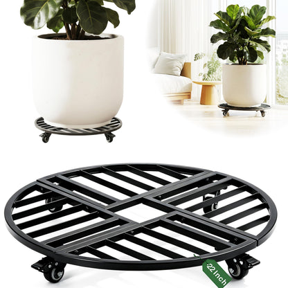 22" Round Metal Plant Caddy with Wheels Heavy Duty, 600lbs Capacity Rust-Proof Plant Stand with Lockable Caster Wheels, Rolling Plant Dolly for Large Planter Pots & Heavy Objects, Indoor Outdoor