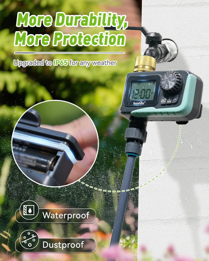 RAINPOINT Sprinkler Timer Outdoor,Programmable Water Timer for Garden Hose Faucet,Irrigation System with Rain Delay/Manual(Metal)