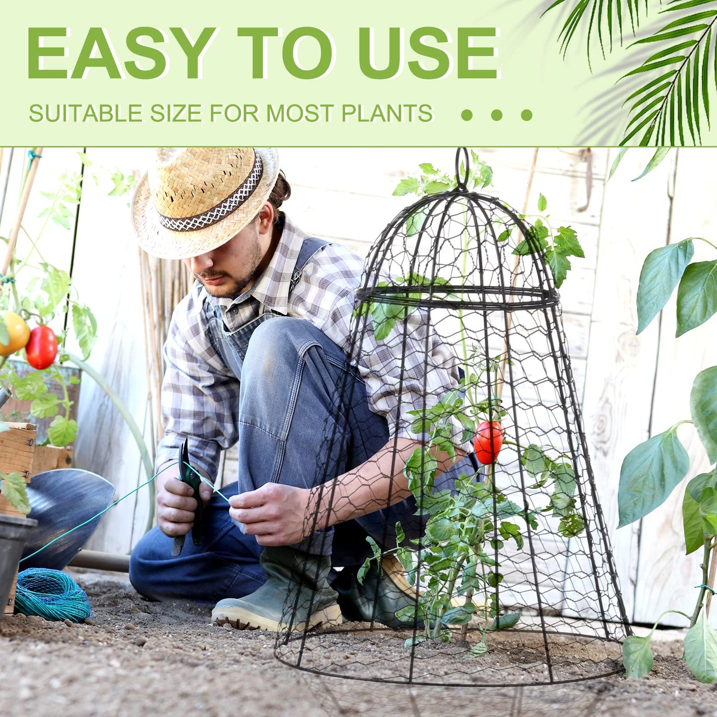 12 Pack Garden Chicken Wire Cloche, 12" W x 15.7" H Plant Protectors and Covers, Wire Garden Cloches from Animals, Metal Cage Plant Protection, Strong and Not Easy to Deform, No Assembly Required