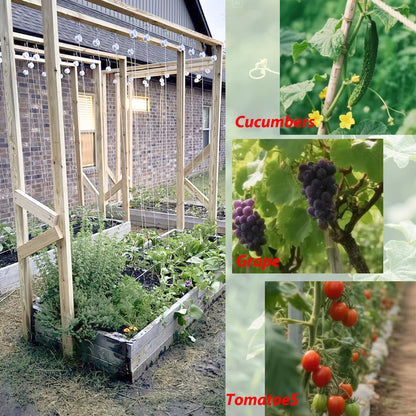 Tomato Support Hooks with String,10 Pack Tomato Trellis Roller Hooks with 49.2FT String for Plant,Greenhouse Tomato Flower Vine Twine Crop Trellis Kit Plant Roller Hook