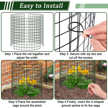 10 Pack Plant Protectors from Animals, 13.5" Dia X 14" H Wire Plant Protector Cage, 30pcs Metal Mesh Garden Cloches to Keep Rabbits, Squirrels and Chicken Out and Protection Vegetables Flowers Shrubs