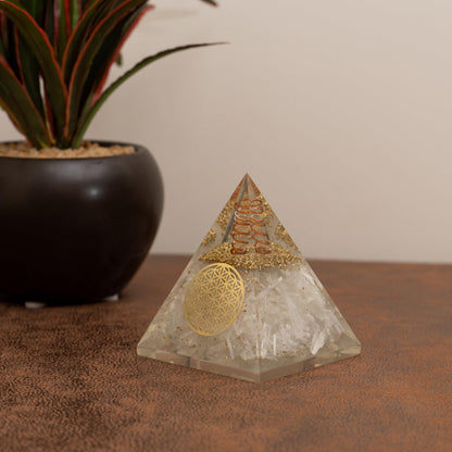 Agate Mart Selenite Orgonite Pyramids, Harnessing Clarity and Protection with Black Tourmaline Pendant