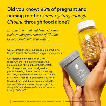 Ritual Prenatal Multivitamin For Women - Key Essential Vitamins and Minerals To Support Mom and Baby During Pregnancy* - Folate, Choline, Omega-3 DHA, Iron - Vegan - Citrus - 60 Capsules - 30 Servings