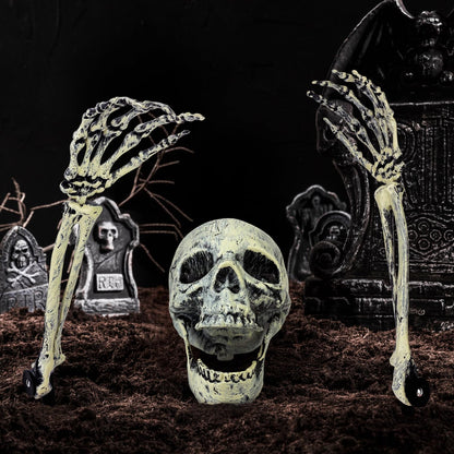 1 Pack Realistic Halloween Skeleton Stakes Decorations Outdoor for Yard Lawn Graveyard Garden, Scary Halloween Groundbreaker Skeletons with Skull and Arms – Haunted House Props Party Decor Supplies