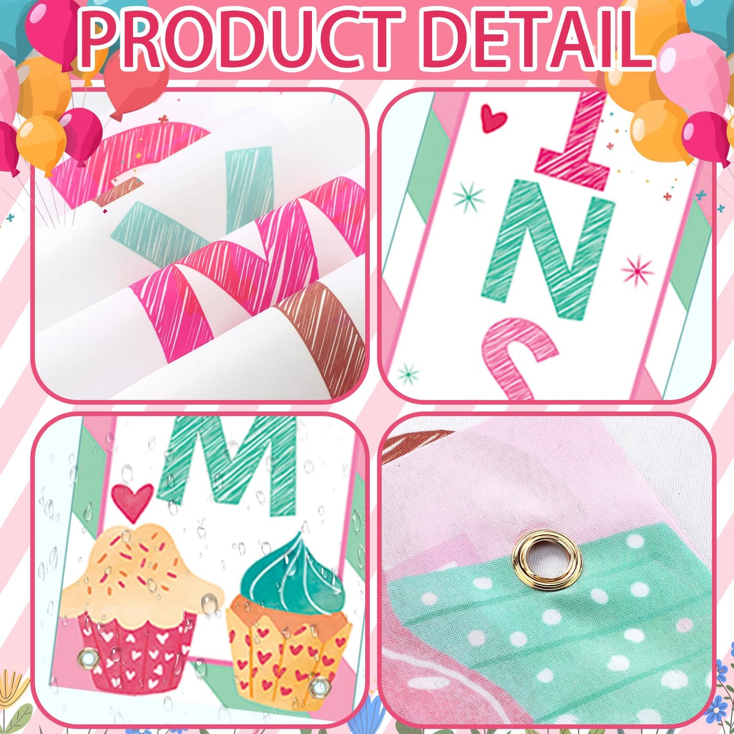Fanfanwin 3 Pcs Happy Mother's Day Banner Muffins with Mom Decoration Mothers Day Banner Cake Love Mom Thank You Mama Party Supplies for Women Mama Wife Photo Booth Studio Props