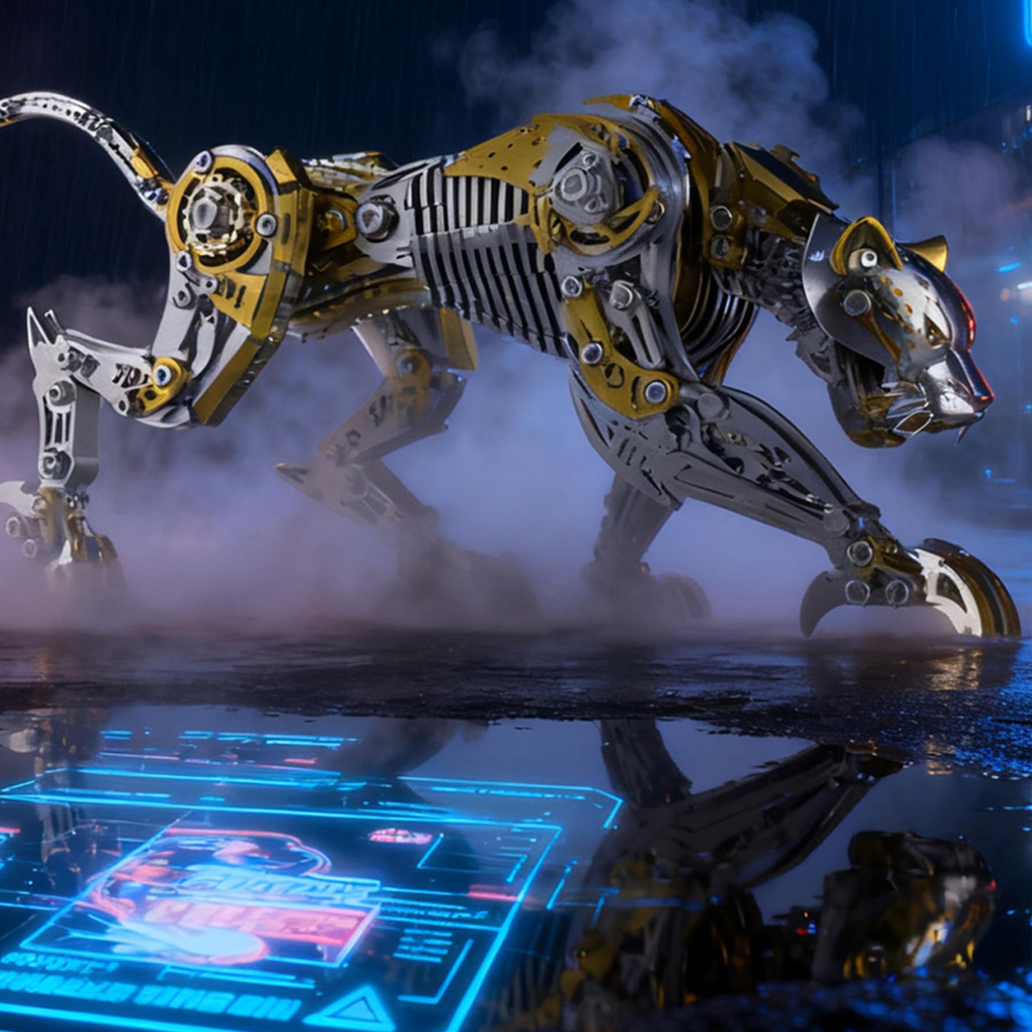 3D Metal Puzzle for Adults, 506Pcs Steampunk Mechanical Leopard Model Kits to Build, DIY Creative Art Desktop Ornament for Home Office Decor (Gold)