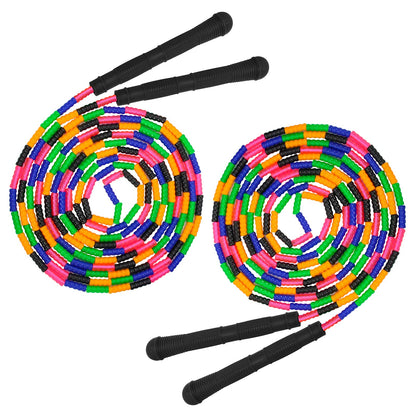 Coolrunner 16 FT Long Jump Rope(2 PACK), Double Dutch Jump Ropes, Soft Beaded Skipping for Kids Adults, Plastic Segmented Long Enough for 4-5 Jumpers
