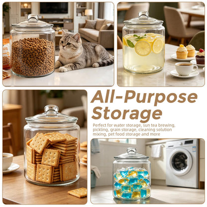 Masthome 1 Gallon Glass Jar with Lid,Large Glass Cookie Jar,Wide Mouth,Dishwasher Safe,Large Clear Jar,Storage Containers with Lids For Flour,Nuts,Cookies,Snacks