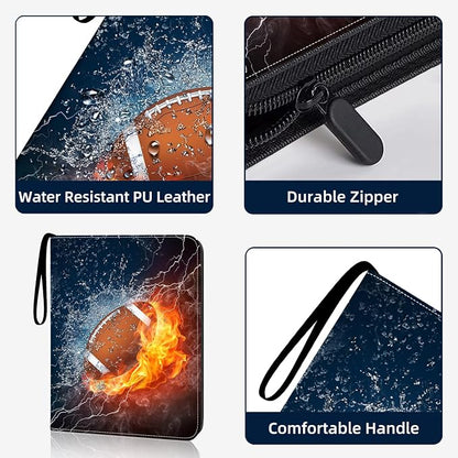 Football Card Binder Compatible with Football Card, Baseball Card, Trading Card, MTG and Other TCG, Fits 900 Cards with 50 Removable Pages, Card Holder Collector for Standard Size Card