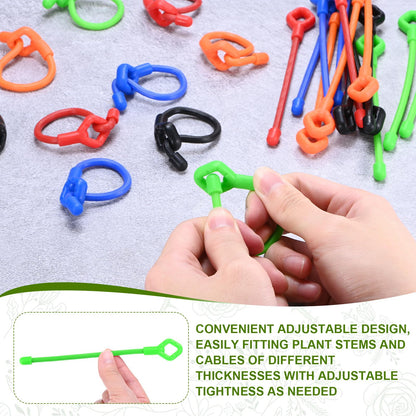 M METERXITY 12-Pack Adjustable Plant Ties, 10inch/25.4cm Silicone Flexible Multi-Function Sturdy Garden Twist Tie for Plant Support/Tree/Shrub/Vine, Reusable Support Twine [Green]