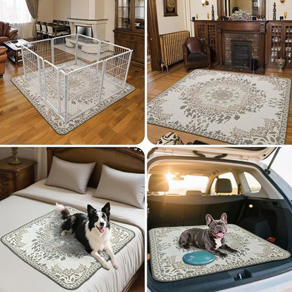 FXW Washable Pee Pads for Dogs, Puppy Pads with Super Absorbent, Specifically Designed for FXW Rollick/Homeplus 24 inch 6 Panels Dog Pen, 39" x 63" Rectangle, Boho, 1 Pack