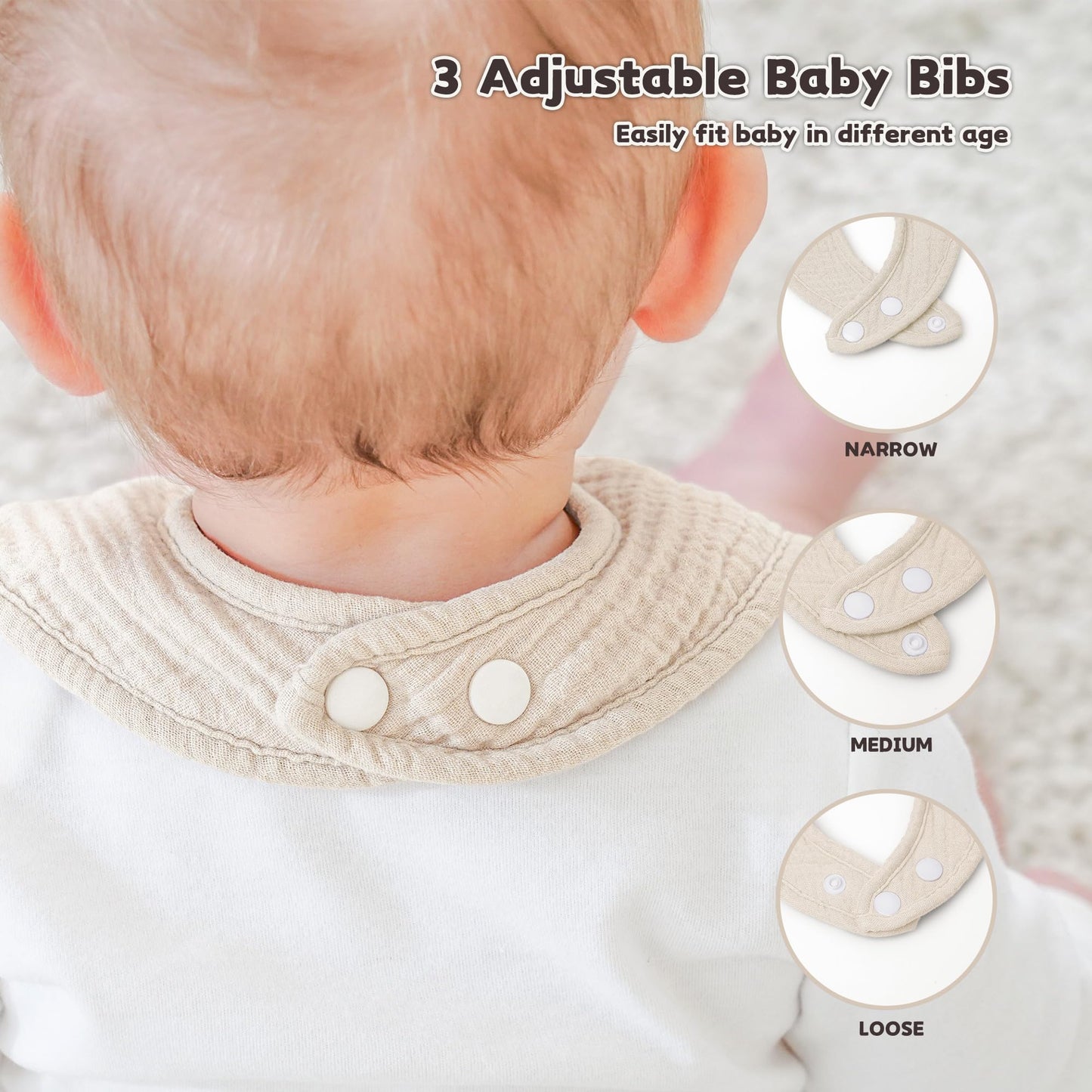 Susurration Muslin Baby Drool Bibs 10Pack Soft Square Adjustable Bandana Bibs for Unisex Baby Girls & Boys (Pink)