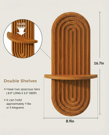 Bamworld Boho Wall Decor Brown Plant Wall Shelf, Mid Century Modern Decor Hanging Plant Shelf, 1-Tier Bamboo Floating Shelves for Home Bathroom Bedroom Living Room Holding Planter Decoration Brown