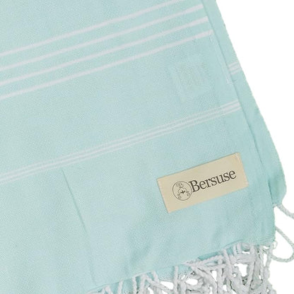Bersuse Towels Anatolia XL Beach Blanket Throw Blanket Turkish Towel 100% Cotton Extra-Large Quick-Dry Lightweight Premium Peshtemal Towel - 61x82 Inches, Aqua Marine (Set of 3)