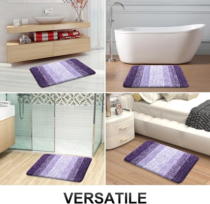 OLANLY Bathroom Runner Rugs Mat 47x17, Extra Soft Absorbent Microfiber Bath Rugs, Rubber Backing, Quick Dry, Washable Long Bath Mats for Bathroom Floor, Tub and Shower, Home Decor Accessories, Violet