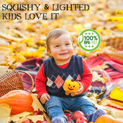 Gefaxi Pumpkin Night Light for Kids Cute Jack O Lantern Halloween Decor Nightlight for Baby Nursery Toddler Squishy Pumpkin Lights Cordless Rechargeable Dimmable Silicone Bedside Lamp Halloween Gifts